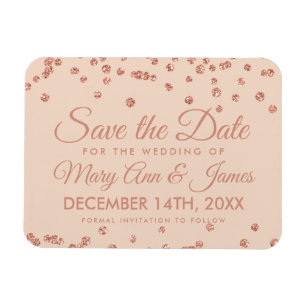 Hochzeitstag Rett Rose Gold Glitzer Confetti Blush Magnet