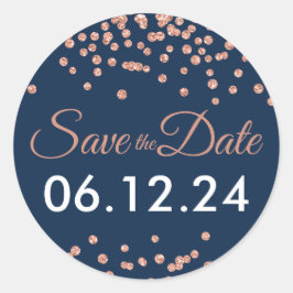 Hochzeitstag Rett Rose Gold Glitzer Confetti Marin Runder Aufkleber