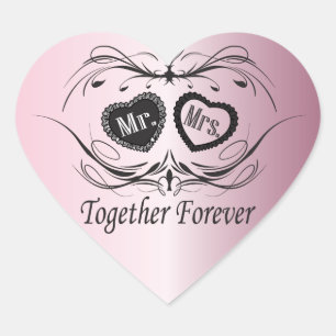 Hochzeitstag Rosa Herz-Aufkleber