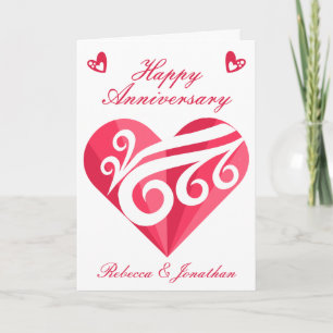 Hochzeitstag Rosa Liebesherz Personalisiert Karte