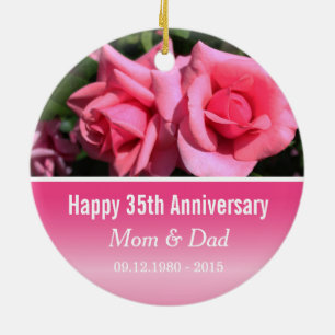 Hochzeitstag rosa Rosenblüte Keramikornament