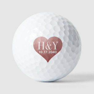 Hochzeitstag Rose Gold rosa Herz Golfball