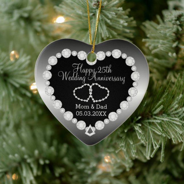 Hochzeitstag | Silber | DIY Text Keramik Ornament (Baum)