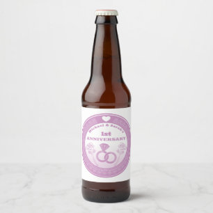 Hochzeitstag Spitze Aussehen ändert das Jahr Bierflaschenetikett