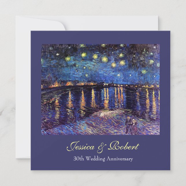 Hochzeitstag, Starry Night über der Rhone Einladung (Vorderseite)