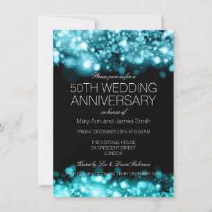 Hochzeitstag Turquoise Funkelnde Lichter Einladung