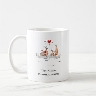 Hochzeitstag Verheiratete Couple Heart Canoe Kaffeetasse