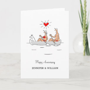 Hochzeitstag Verheiratete Couple Heart Canoe Karte