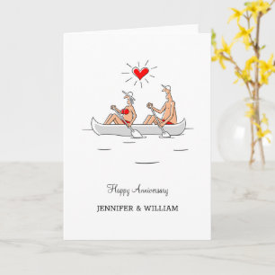 Hochzeitstag Verheiratete Couple Heart Canoe Karte