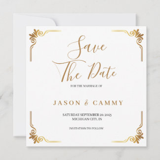 Hochzeitstag vormerken Elegante Goldkarte Save The Date
