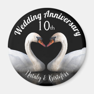 Hochzeitstag zwei Schwäne Schwarz Magnet