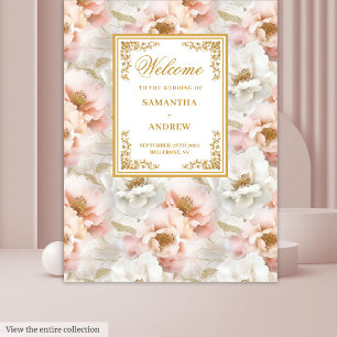 Hochzeitstapete mit Blütengold Wandteppich
