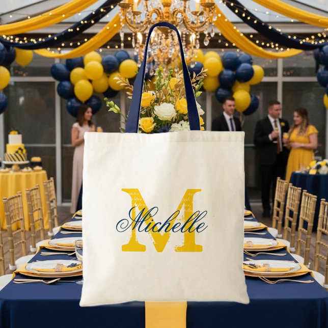 Hochzeitstasche in blau und gelb tragetasche (blue yellow wedding tote bag)