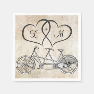 Hochzeitstaschentuch Fahrrad für zwei Herzen perso Serviette