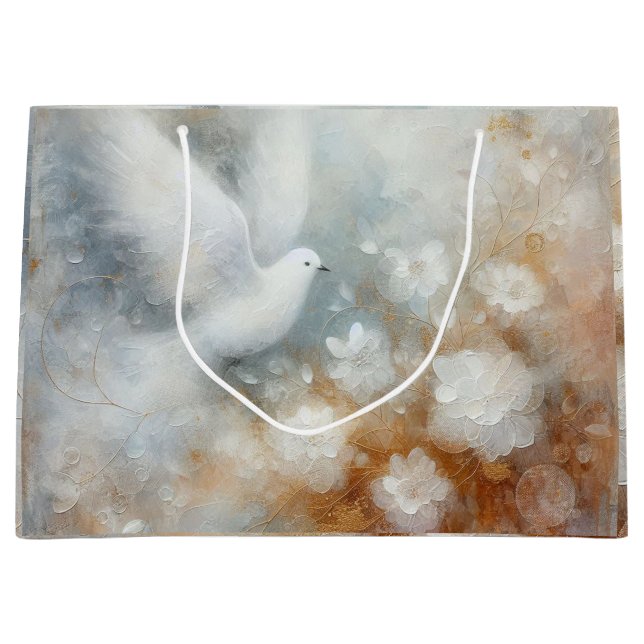 Hochzeitstaube Große Geschenktüte (Vorderseite)