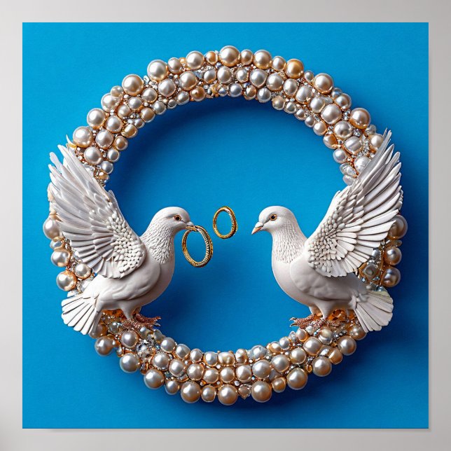 Hochzeitstaube Kunst Poster (Vorne)