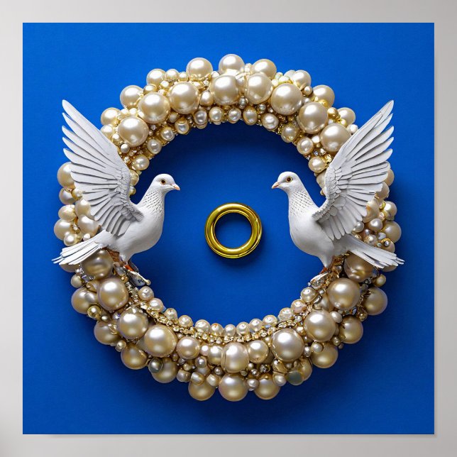 Hochzeitstaube Kunst Poster (Vorne)