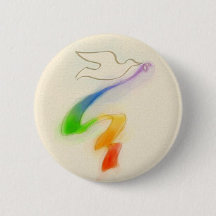 Hochzeitstaube mit Rainbow Ribbon Button