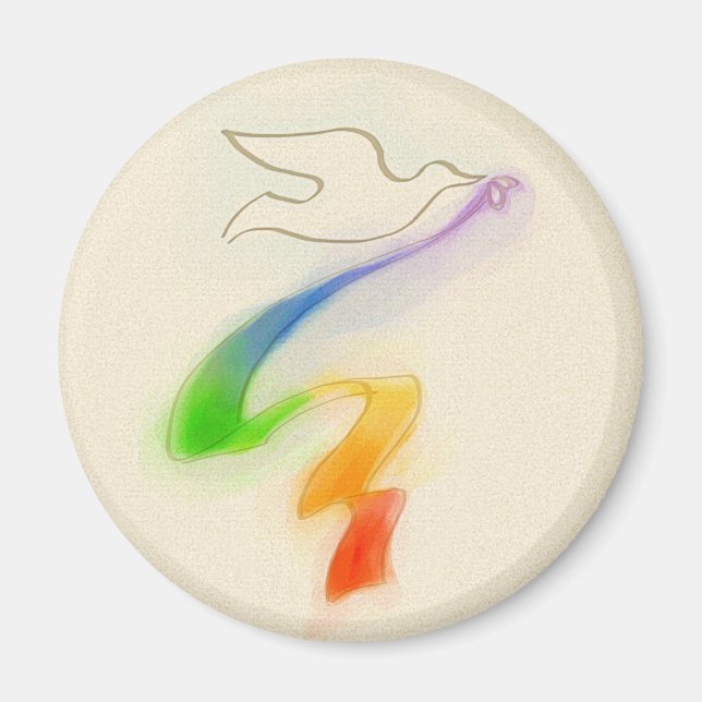 Hochzeitstaube mit Rainbow Ribbon Magnet (Vorne)