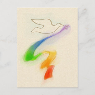 Hochzeitstaube mit Rainbow Ribbon Postkarte
