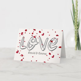 Hochzeitstext mit Rose-Blättern Karte