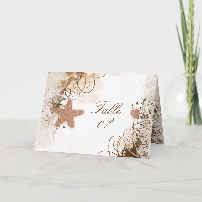 Hochzeitsthema am Strand ~ Tischplatzierung Dankeskarte (Vorderseite)