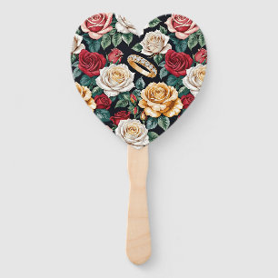 Hochzeitsthema mit Rosen und Eheringen Fächer