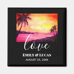 Hochzeitsthema Tropical Beach Sunset Watercolor Magnet