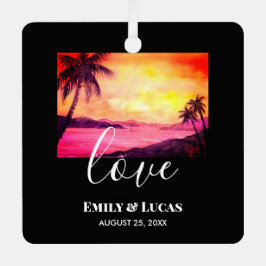 Hochzeitsthema Tropical Beach Sunset Watercolor Ornament Aus Metall