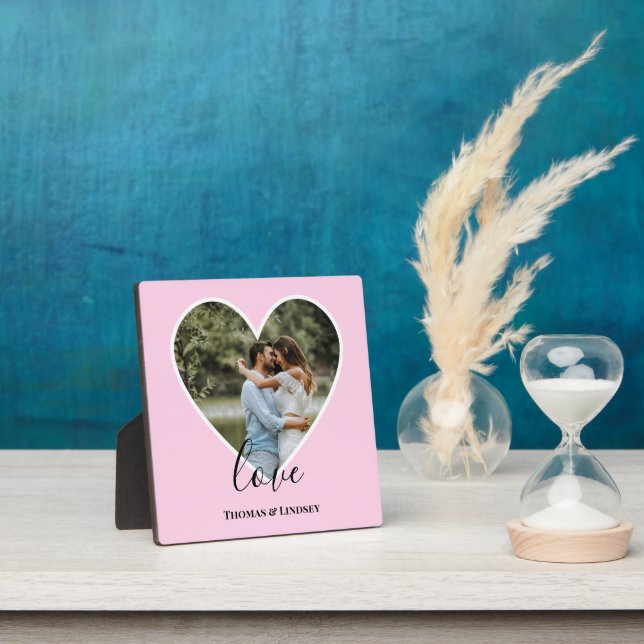 Hochzeitstich Foto Rosa Herzrahmen Moderne Kalligr Fotoplatte (InSitu)