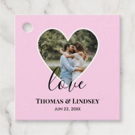 Hochzeitstich Foto Rosa Herzrahmen Moderne Kalligr Geschenkanhänger