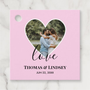 Hochzeitstich Foto Rosa Herzrahmen Moderne Kalligr Geschenkanhänger