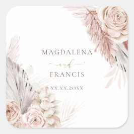 Hochzeitstich für Blume Quadratischer Aufkleber