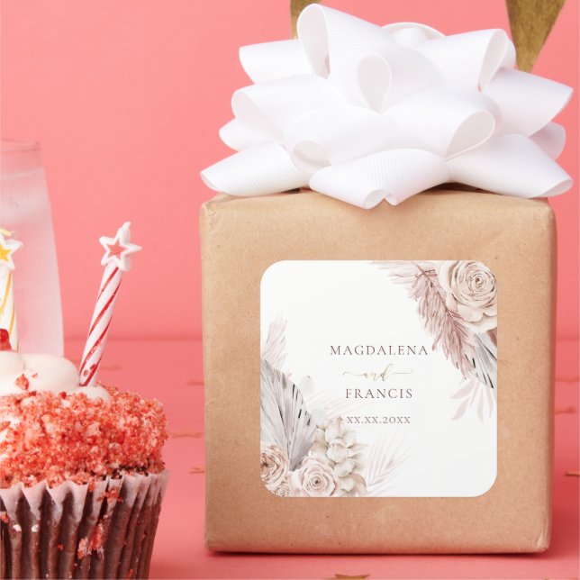 Hochzeitstich für Blume Quadratischer Aufkleber (Party)