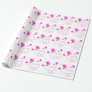 Hochzeitstich-Wildblume-Rosa-Graukunstfolie Geschenkpapier