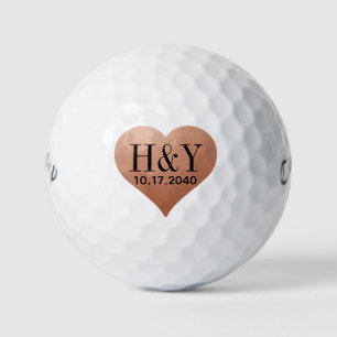 Hochzeitstichtag Monogramm Datum Kupferherz Golfball