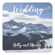 Hochzeitsticker. Atmosphärischer Snowy Mountains S