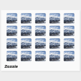 Hochzeitsticker. Atmosphärischer Snowy Mountains S Quadratischer Aufkleber