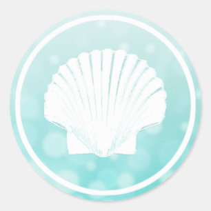 Hochzeitsticker für aquamarine und weiße Initialen Runder Aufkleber