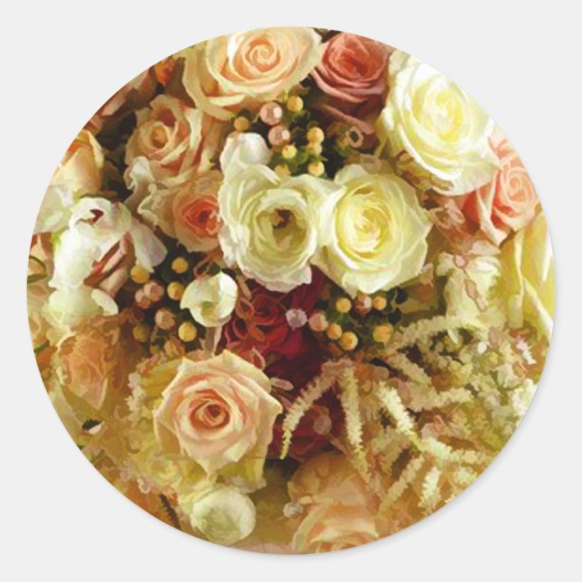 Hochzeitsticker für Blumenbouquet-Umschlag Aufkleb Runder Aufkleber (Vorderseite)
