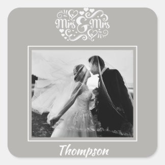 Hochzeitsticker für Foto Quadratischer Aufkleber