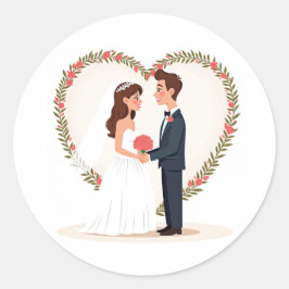 Hochzeitsticker für Liebe Runder Aufkleber