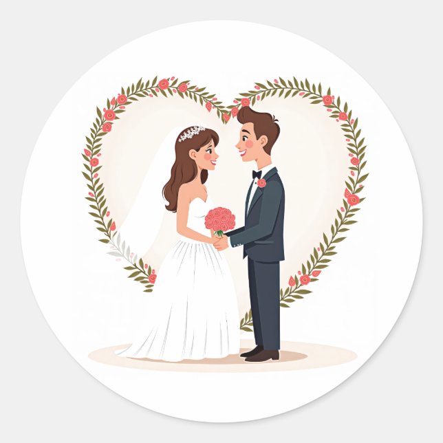 Hochzeitsticker für Liebe Runder Aufkleber (Vorderseite)