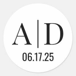 Hochzeitsticker für Monogramm Runder Aufkleber