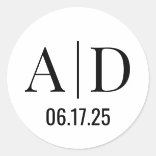 Hochzeitsticker für Monogramm Runder Aufkleber