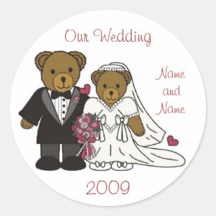 Hochzeitsticker für Teddy Bären Runder Aufkleber