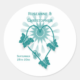 Hochzeitsticker für Umschlag Aufkleber Aquamarine