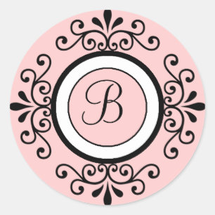 Hochzeitsticker für Umschlag Aufkleber, Initial B Runder Aufkleber