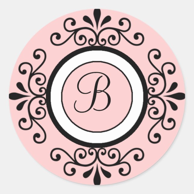 Hochzeitsticker für Umschlag Aufkleber, Initial B Runder Aufkleber (Vorderseite)