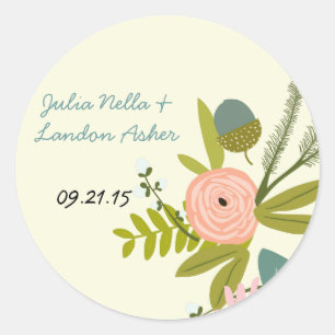 Hochzeitsticker für Vintage Flora und Fauna Runder Aufkleber